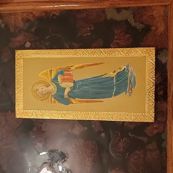 Gilded renaissance angel art plaque - Picture 3 of 4